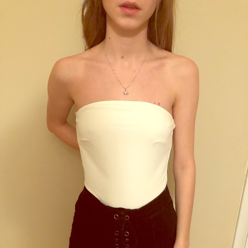 White Strapless Bodysuit